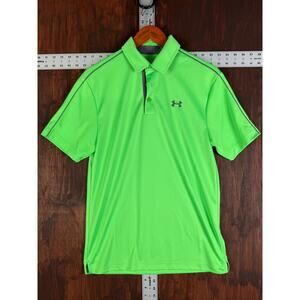 Under Armour Heatgear Leaderboard Golf Polo Shirt‎ Neon Green Gray Mens Small UA